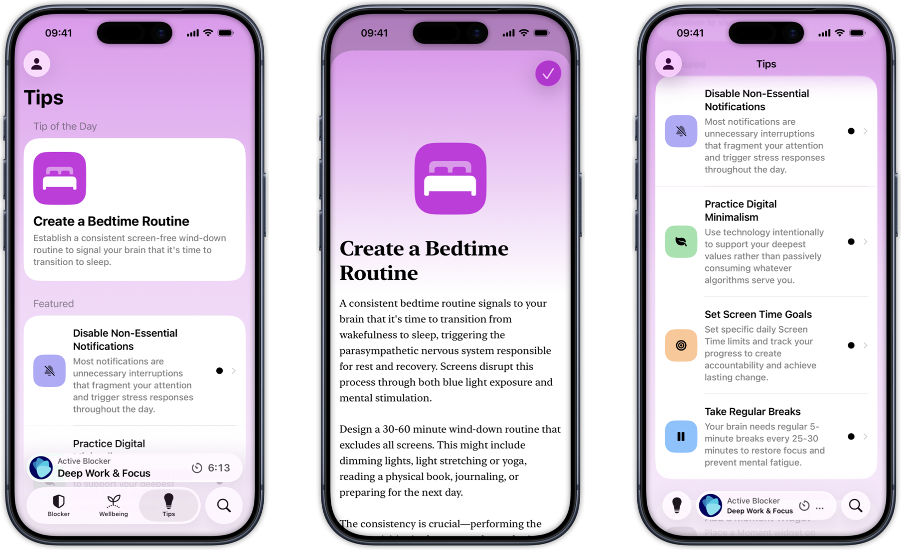 iPhones showing the tips list and a tip detail screen